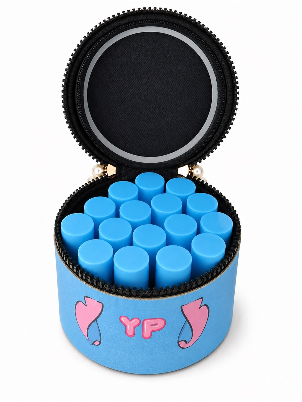 Stitch Lip Gloss Set 16 Mini Glosses Pearl Handle Cosmetic Bag New Great Gift - Picture 3 of 5